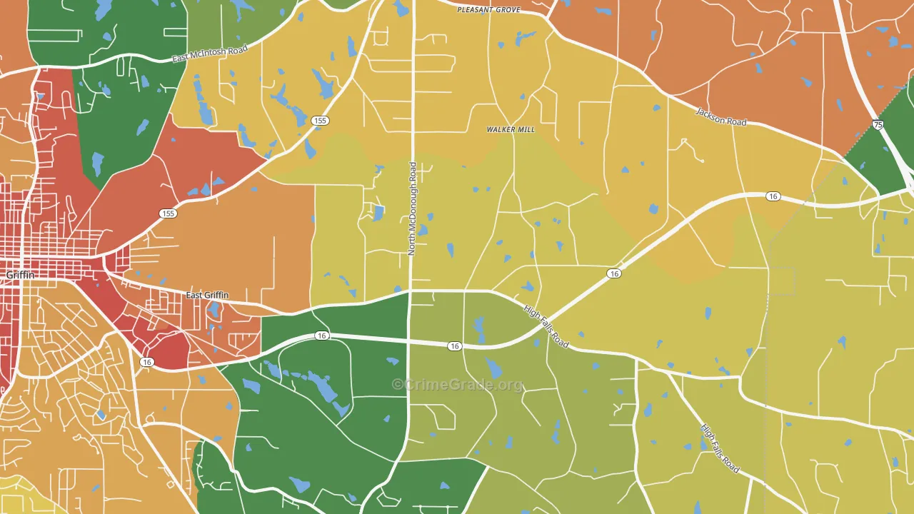 East Griffin, GA Map of Vandalism Rates