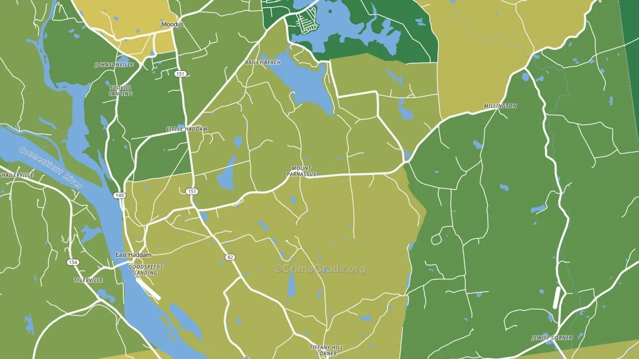 East Haddam, CT Map of Vandalism Rates