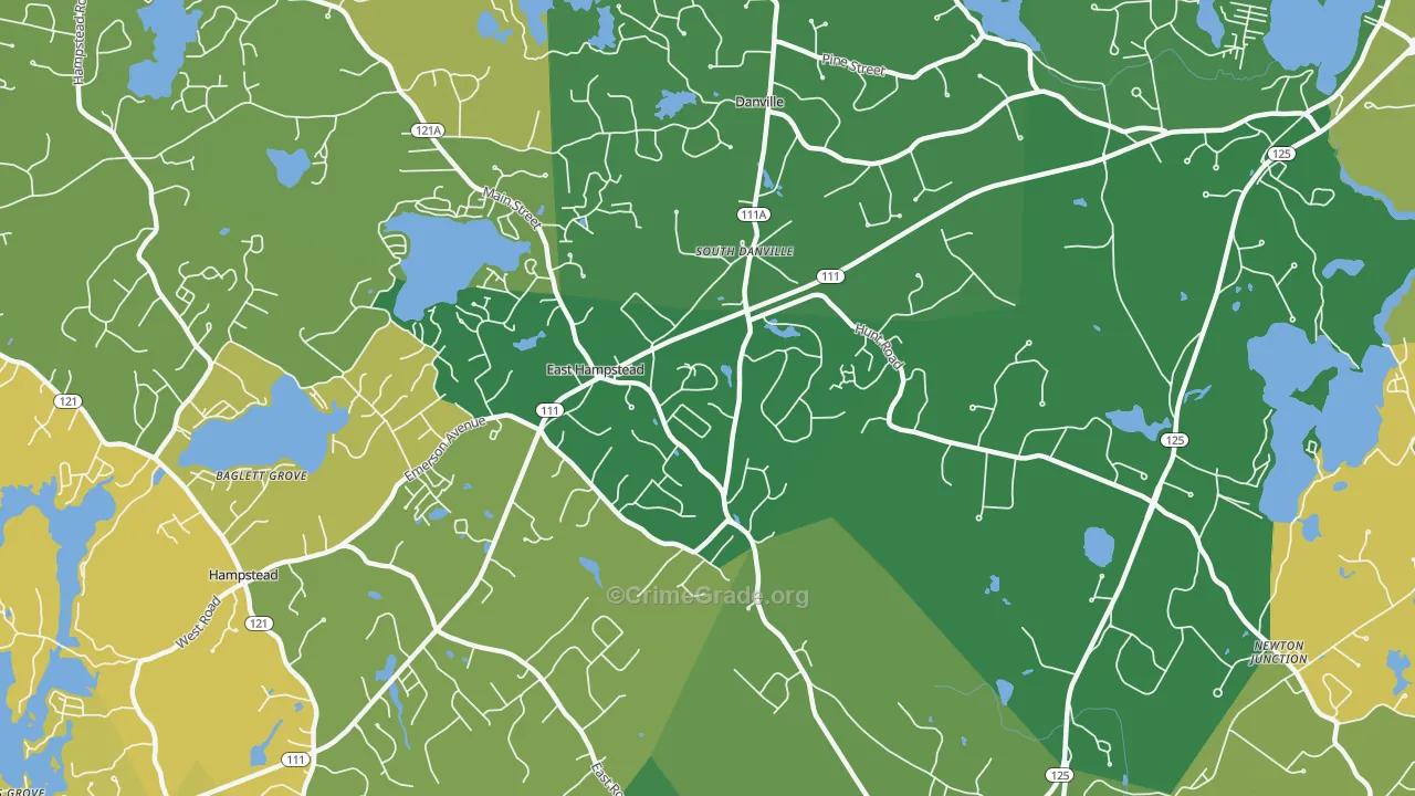 East Hampstead, NH Map of Vandalism Rates