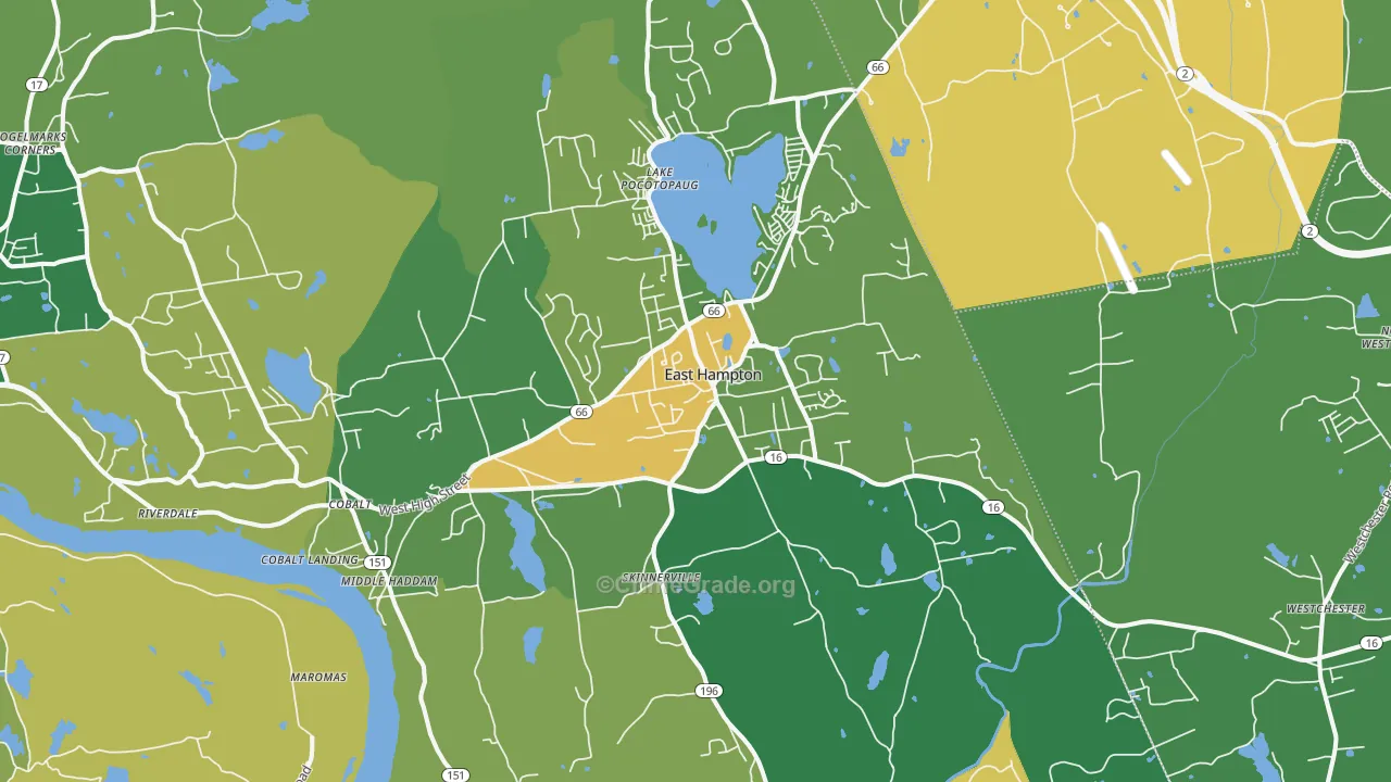 East Hampton, CT Map of Vandalism Rates
