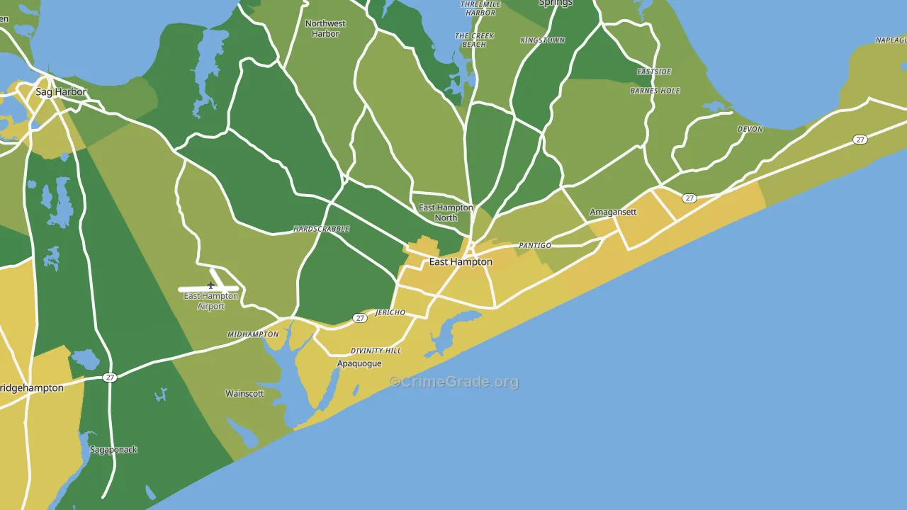 East Hampton, NY Map of Vandalism Rates