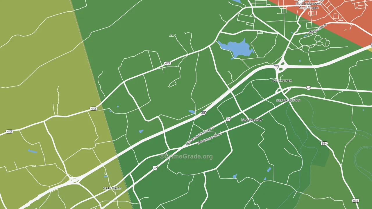 East Hanover, PA Map of Vandalism Rates
