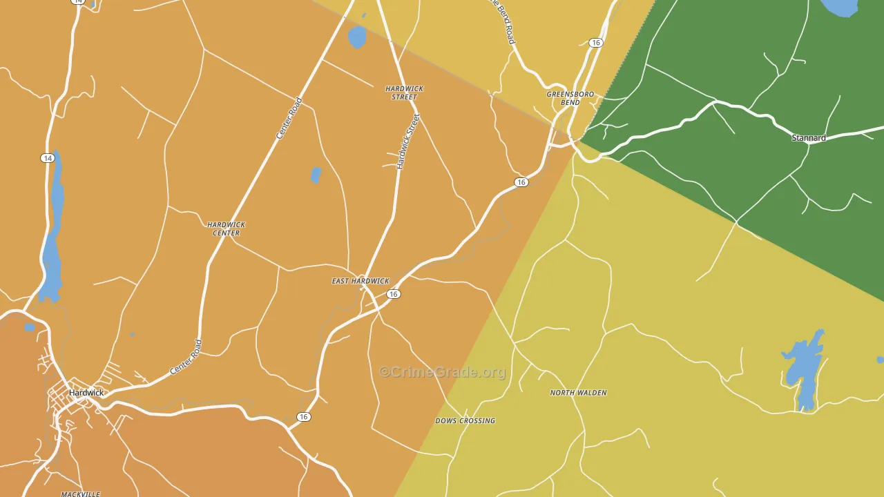 East Hardwick, VT Map of Vandalism Rates