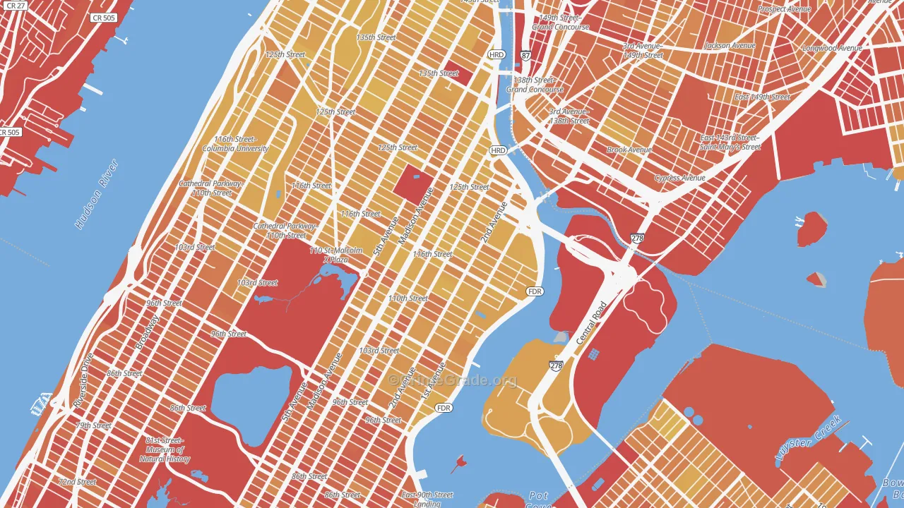 East Harlem, Manhattan, NY Map of Vandalism Rates