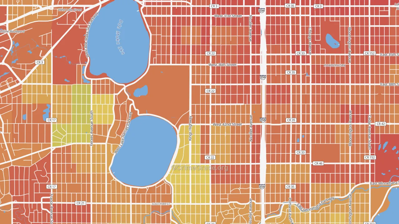 East Harriet, Minneapolis, MN Map of Vandalism Rates