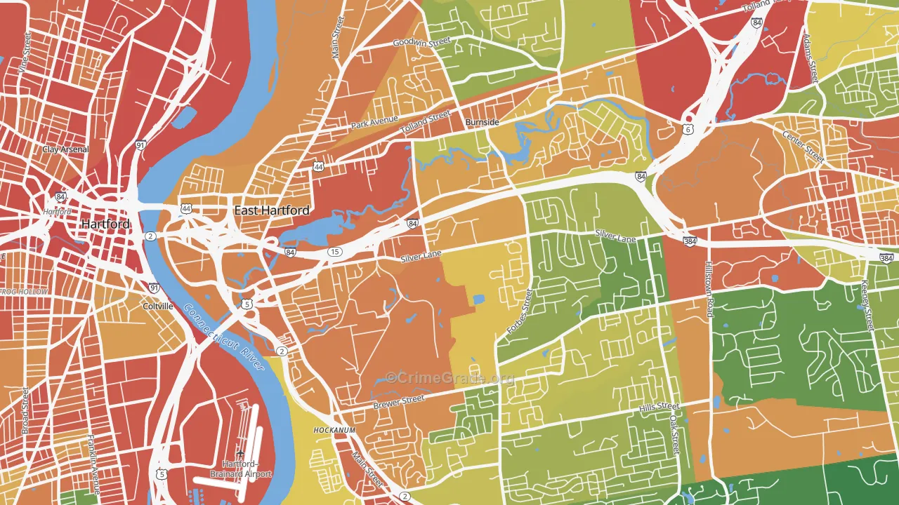 East Hartford, CT Map of Vandalism Rates