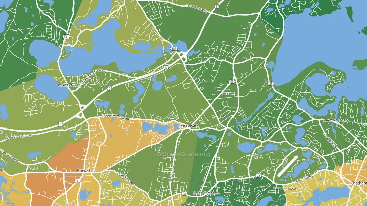 East Harwich, MA Map of Vandalism Rates