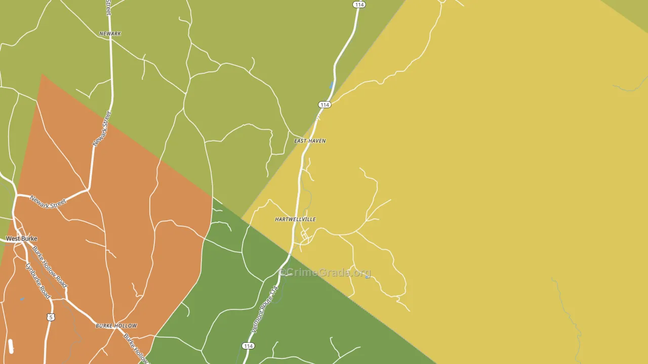 East Haven, VT Map of Vandalism Rates