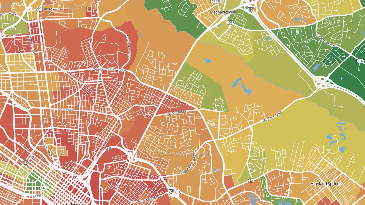 East Highland Park, VA Map of Vandalism Rates