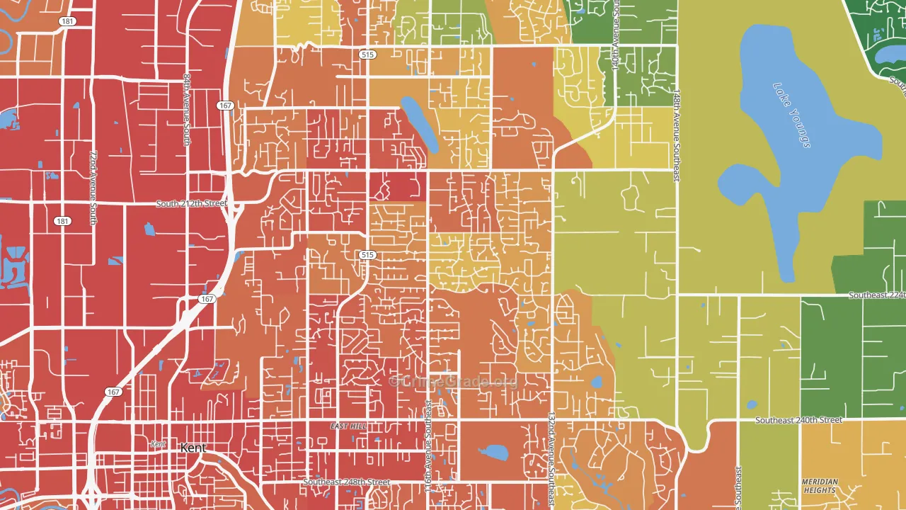 East Hill-Meridian, WA Map of Vandalism Rates