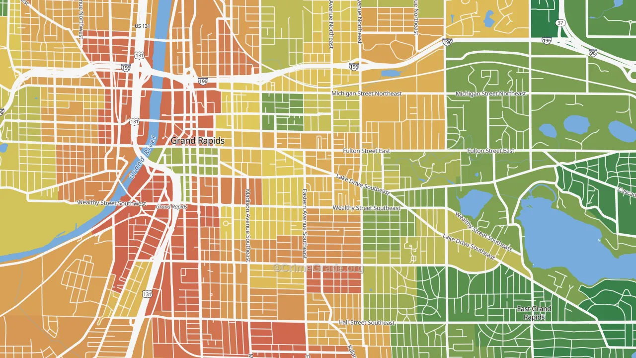 East Hills, Grand Rapids, MI Map of Vandalism Rates