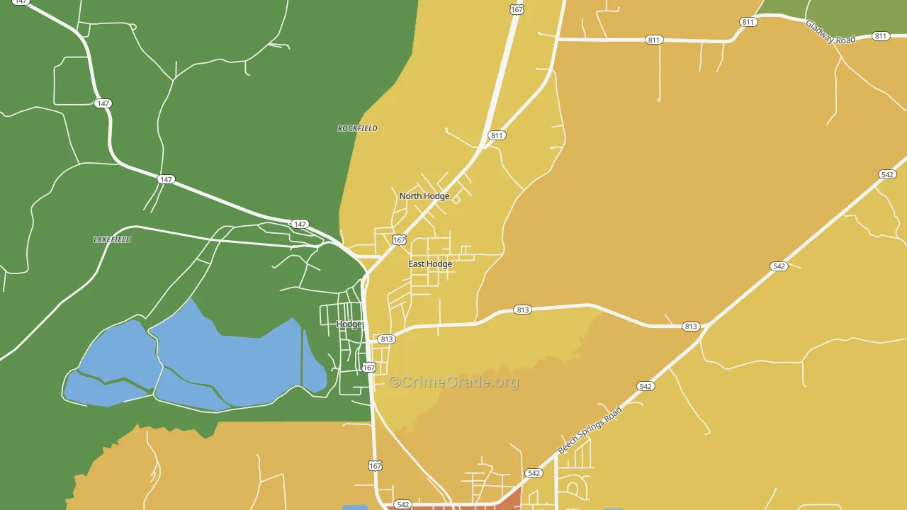 East Hodge, LA Map of Vandalism Rates