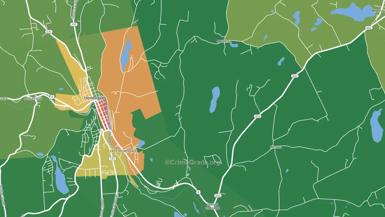 East Honesdale, PA Map of Vandalism Rates