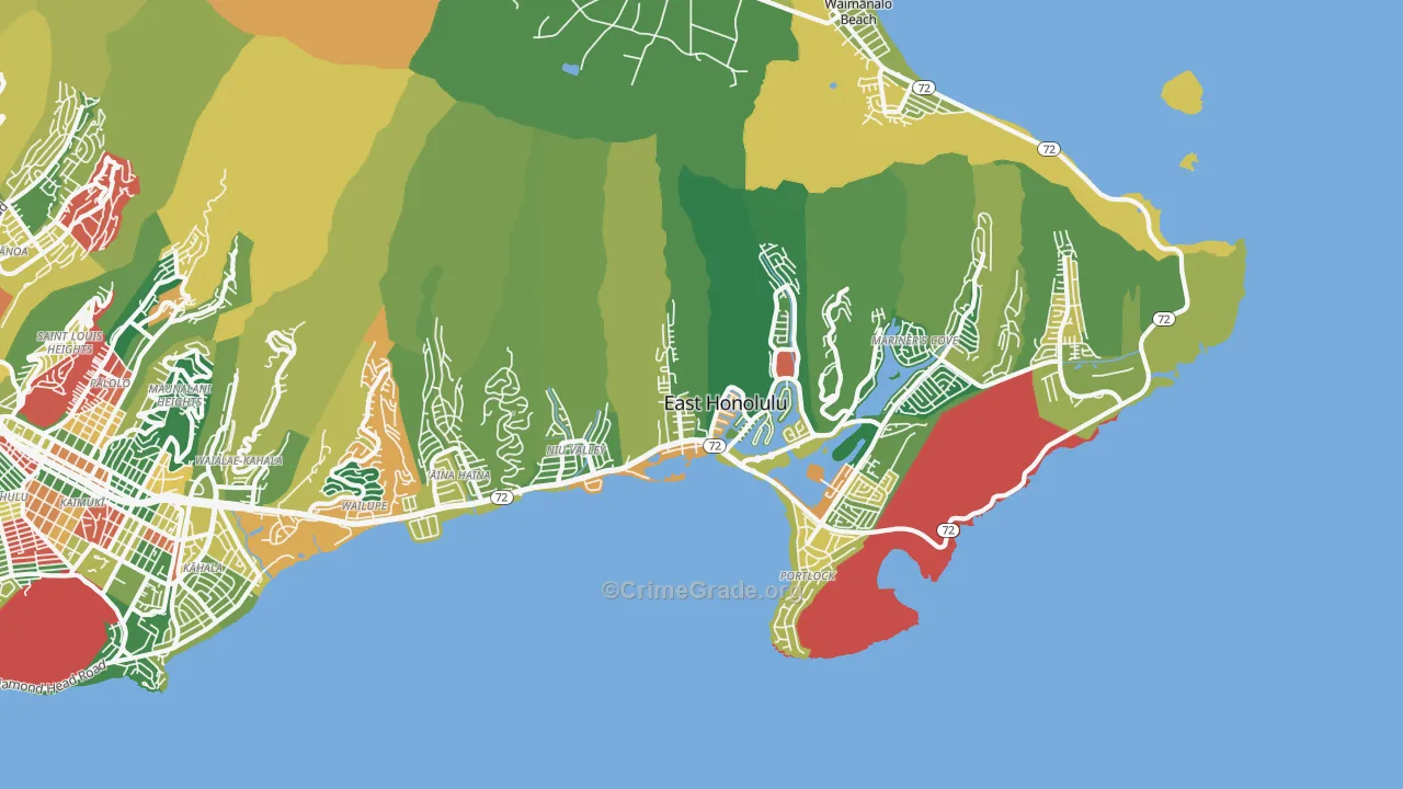 East Honolulu, HI Map of Vandalism Rates