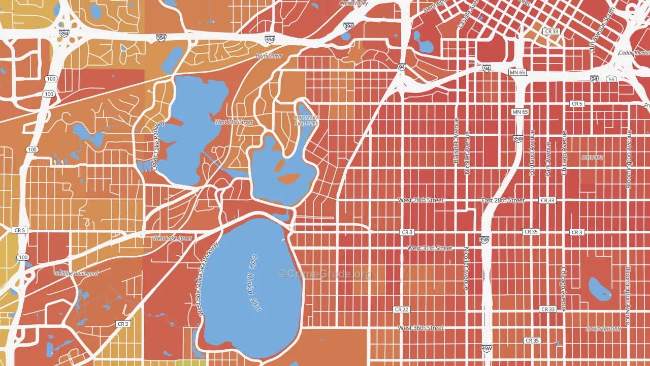 East Isles, Minneapolis, MN Map of Vandalism Rates