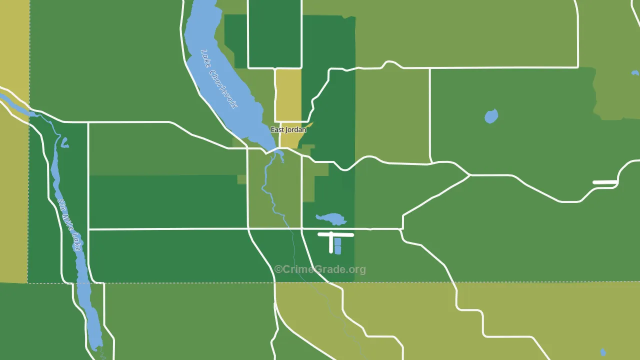 East Jordan, MI Map of Vandalism Rates