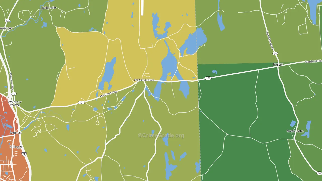 East Killingly, CT Map of Vandalism Rates