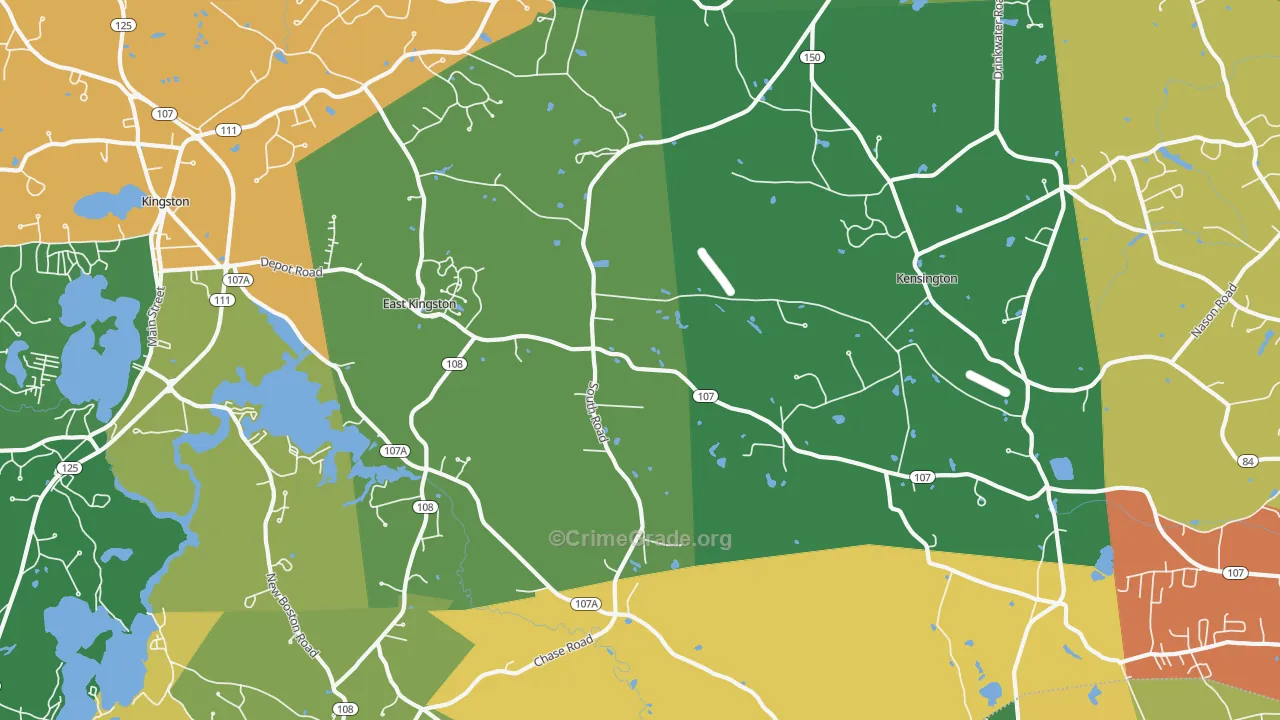 East Kingston, NH Map of Vandalism Rates