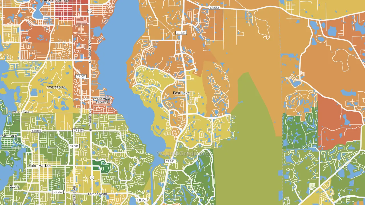 East Lake, FL Map of Vandalism Rates