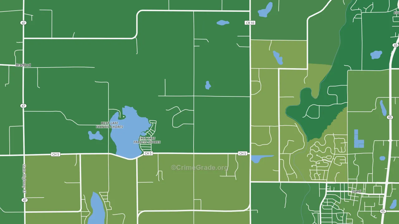 East Lake Francis Shores, MN Map of Vandalism Rates