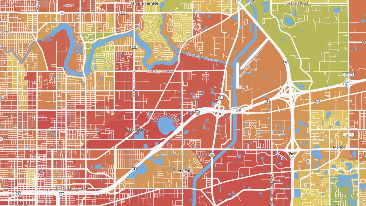 East Lake-Orient Park, FL Map of Vandalism Rates