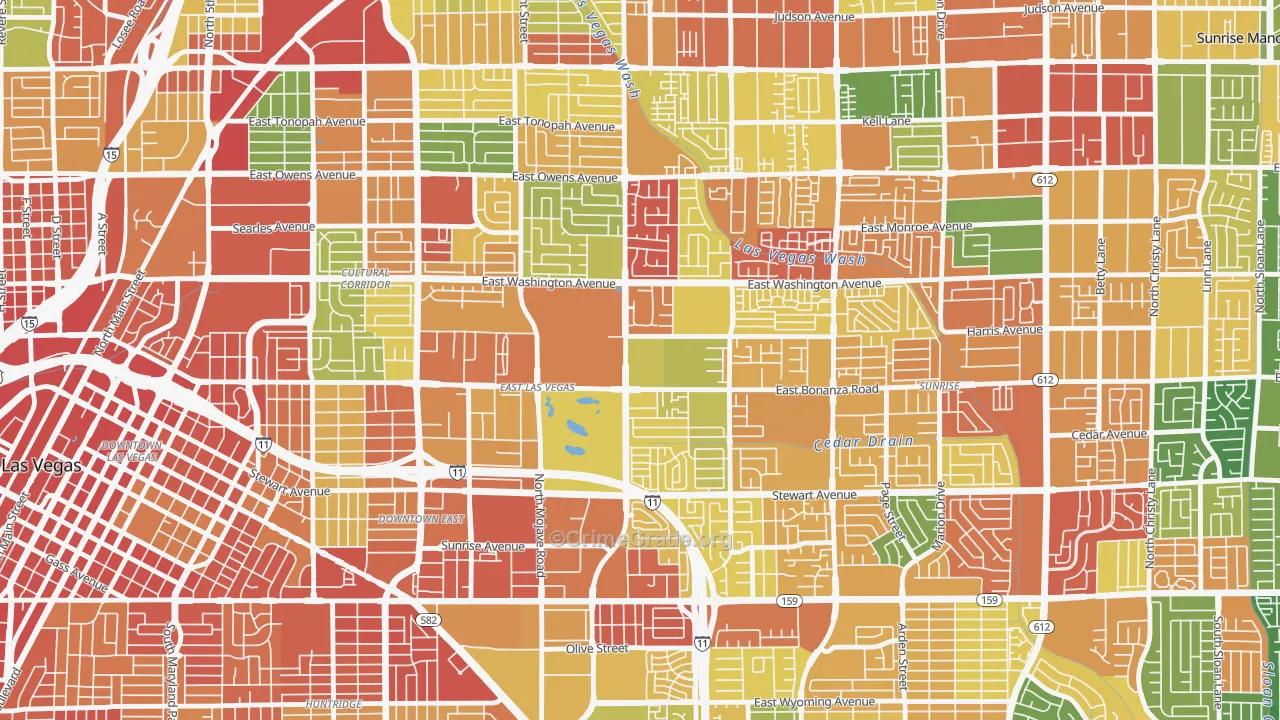 East Las Vegas, Las Vegas, NV Map of Vandalism Rates