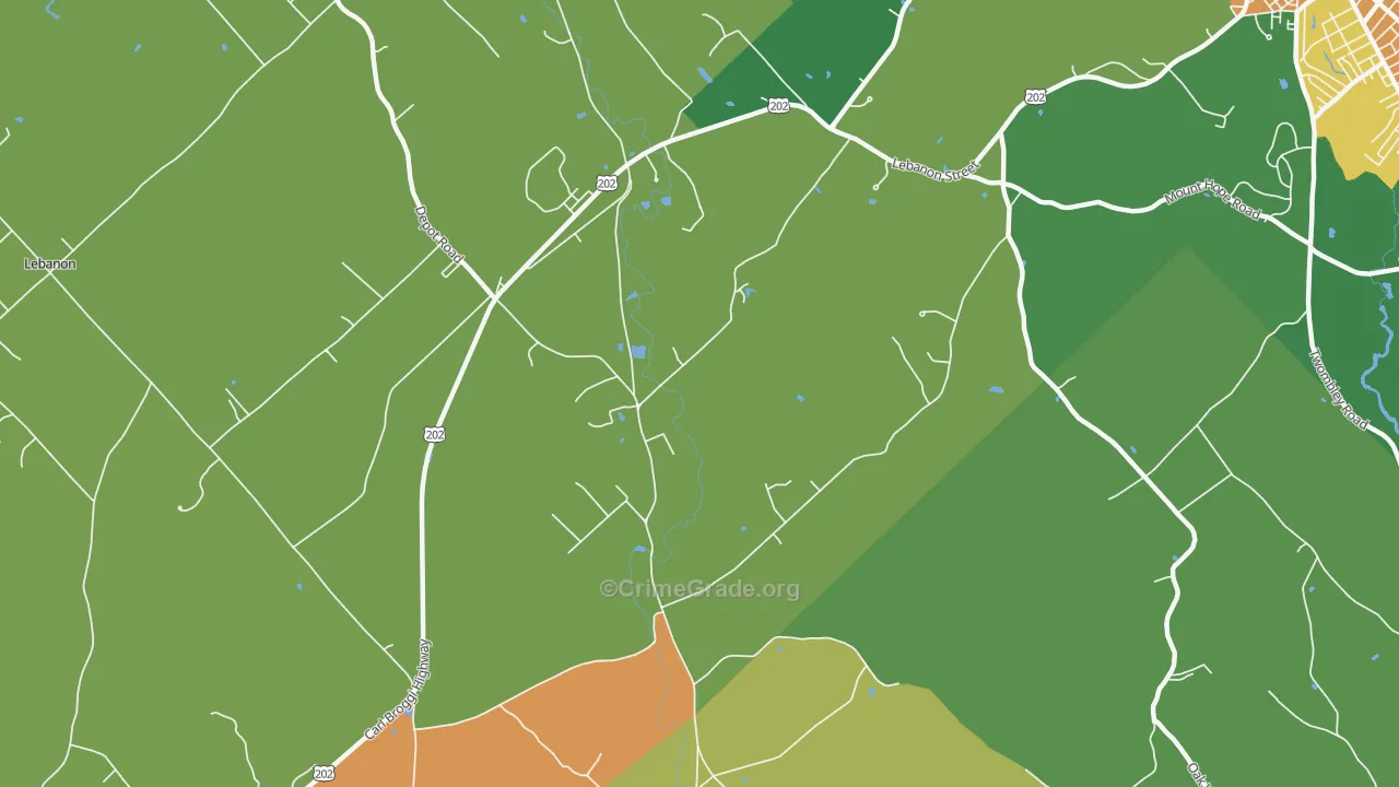East Lebanon, ME Map of Vandalism Rates