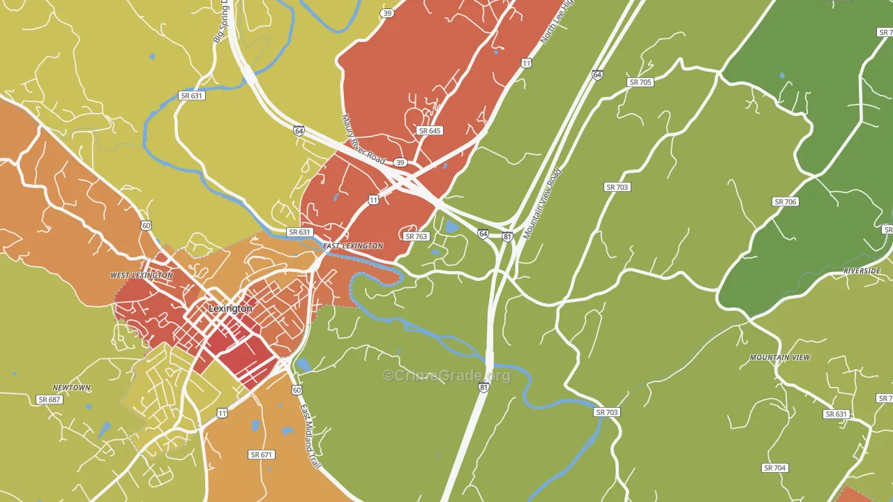 East Lexington, VA Map of Vandalism Rates