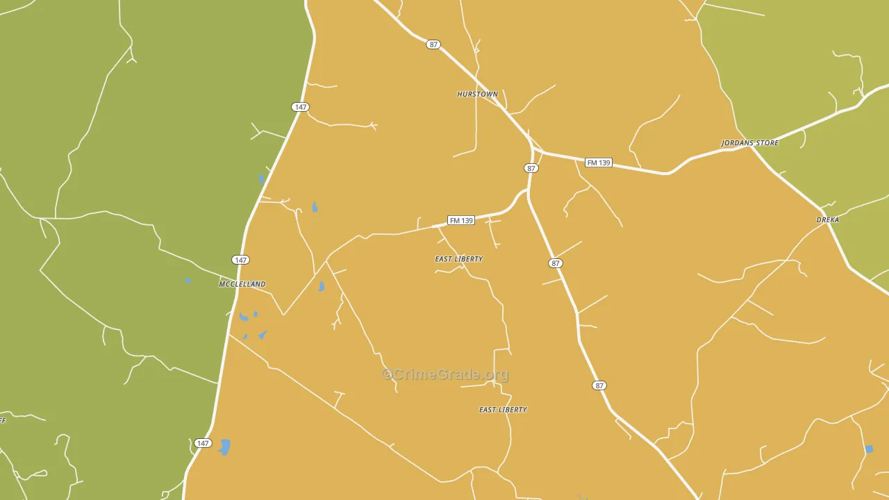 East Liberty, TX Map of Vandalism Rates