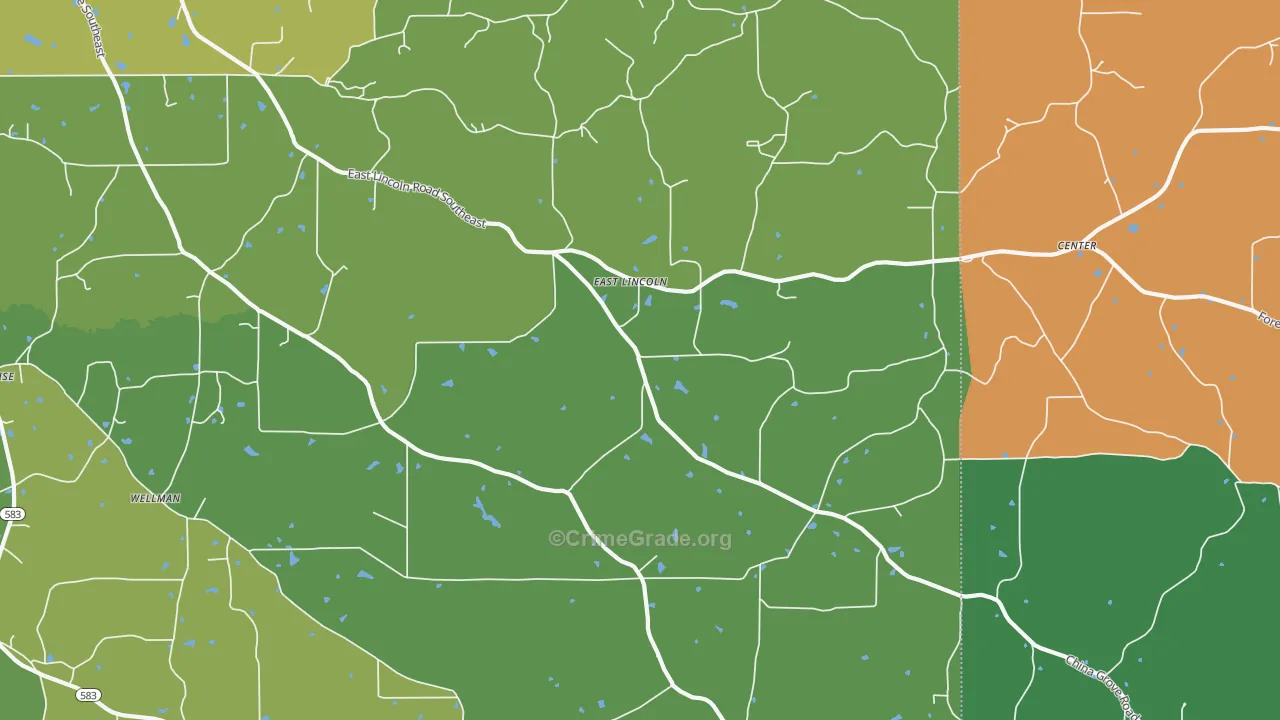 East Lincoln, MS Map of Vandalism Rates