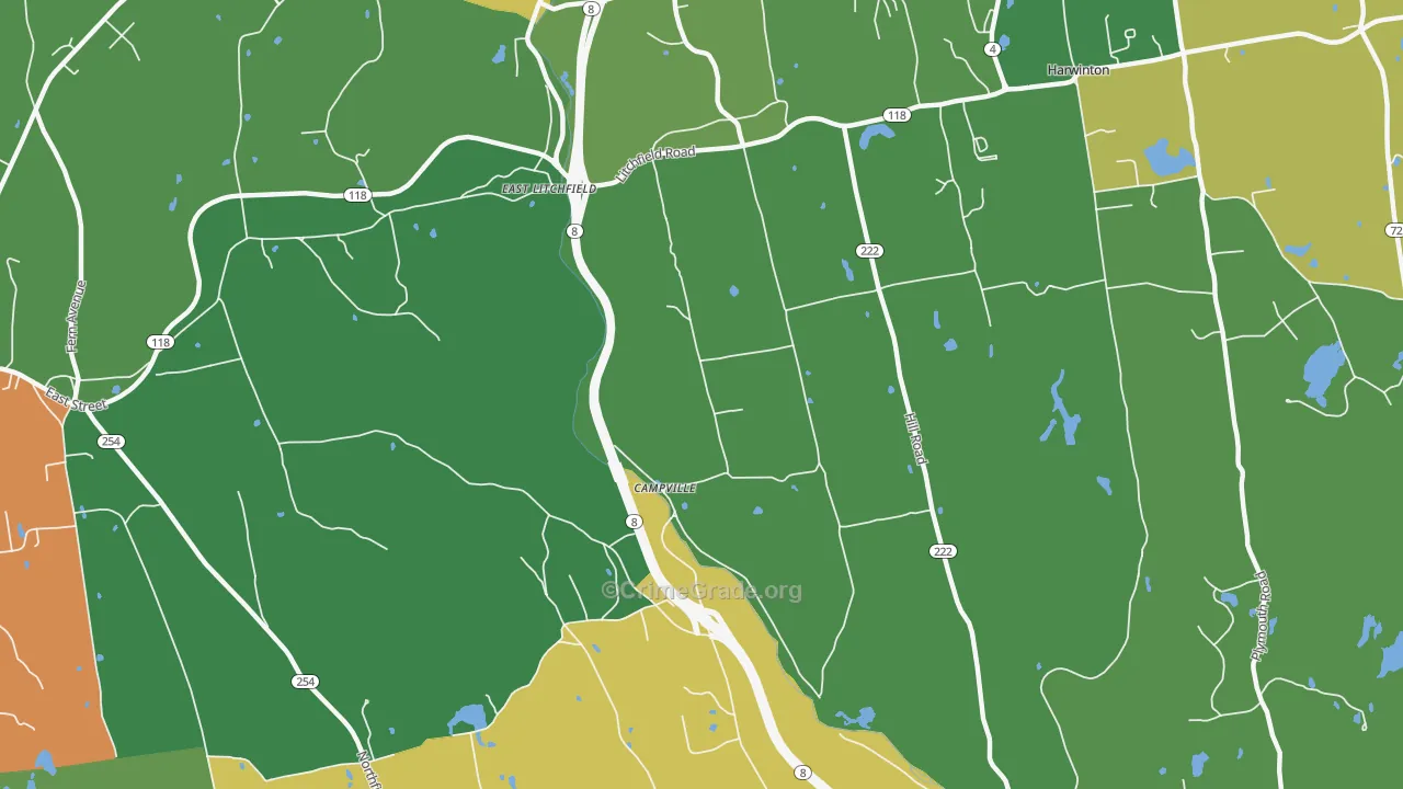 East Litchfield, CT Map of Vandalism Rates