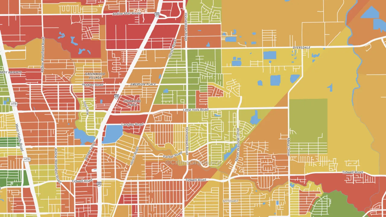 East Little York-Homestead, Houston, TX Map of Vandalism Rates
