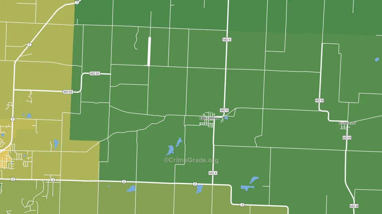 East Lynne, MO Map of Vandalism Rates