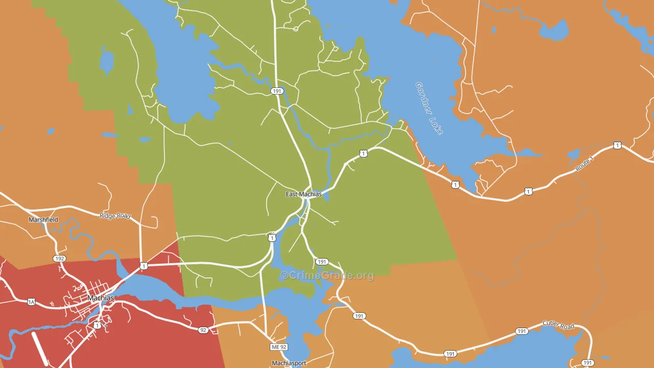 East Machias, ME Map of Vandalism Rates