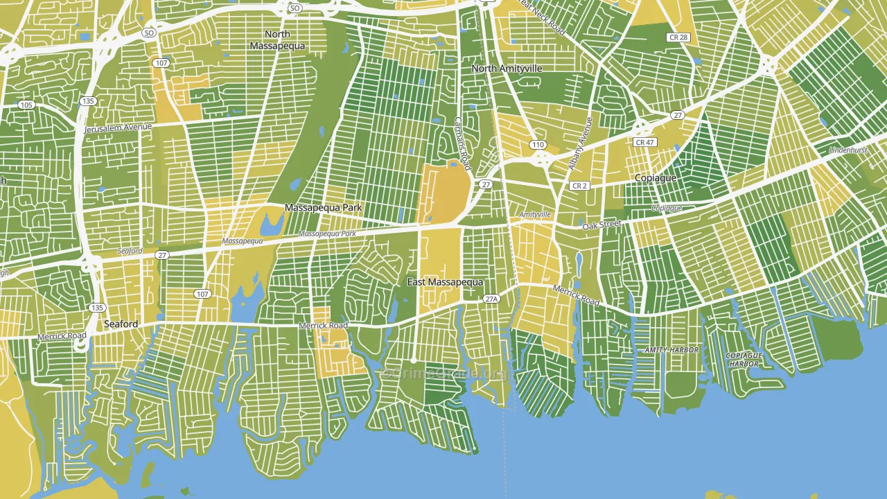 East Massapequa, NY Map of Vandalism Rates
