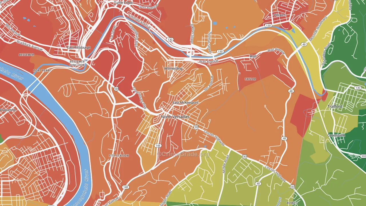East McKeesport, PA Map of Vandalism Rates