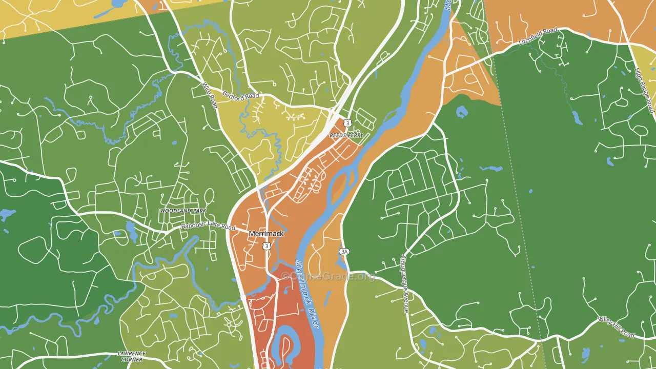 East Merrimack, NH Map of Vandalism Rates