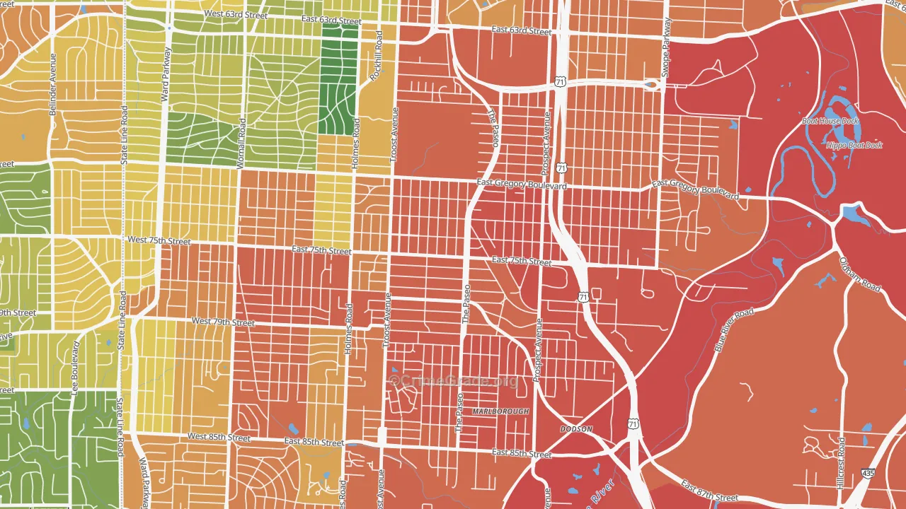 East Meyer, Kansas City, MO Map of Vandalism Rates
