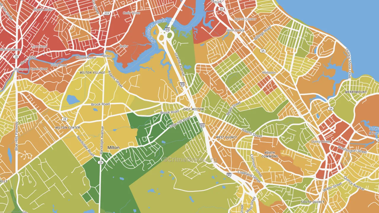 East Milton, Milton, MA Map of Vandalism Rates