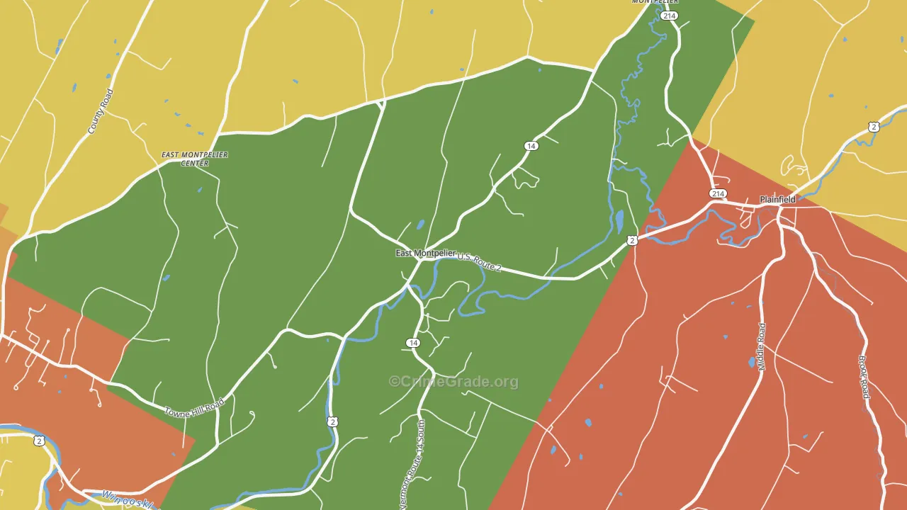 East Montpelier, VT Map of Vandalism Rates