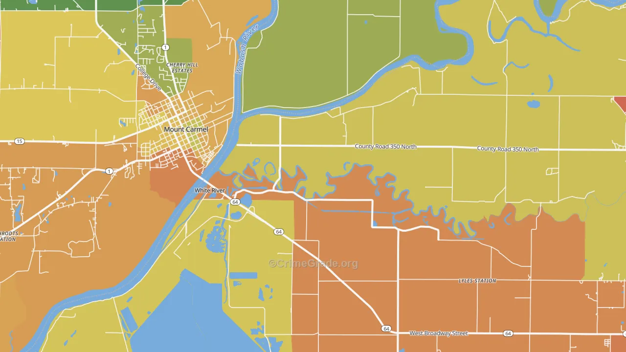 East Mount Carmel, IN Map of Vandalism Rates