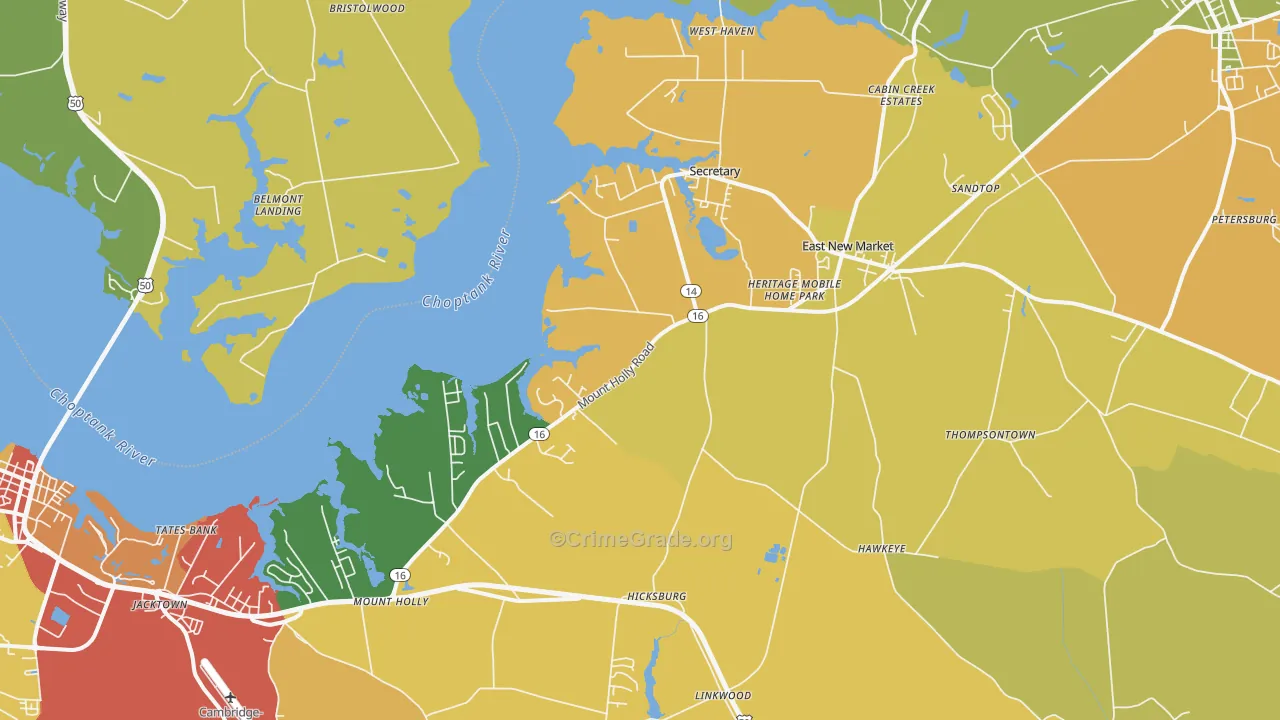 East New Market, MD Map of Vandalism Rates