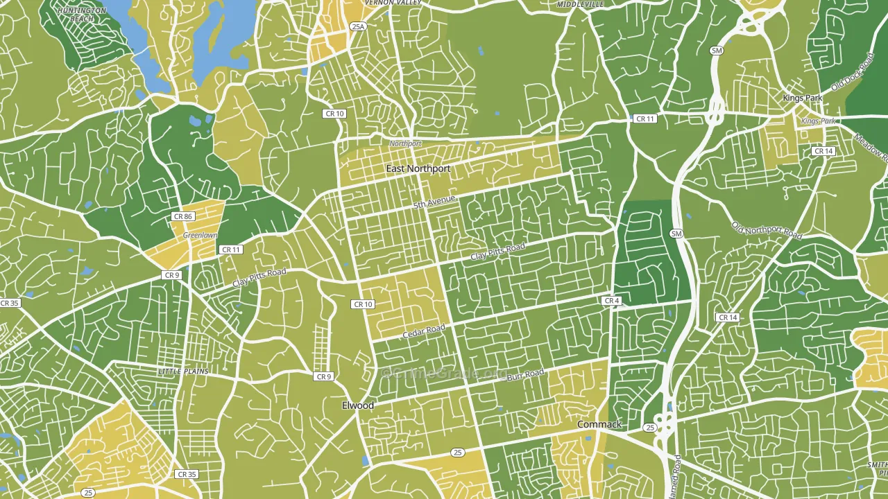 East Northport, NY Map of Vandalism Rates