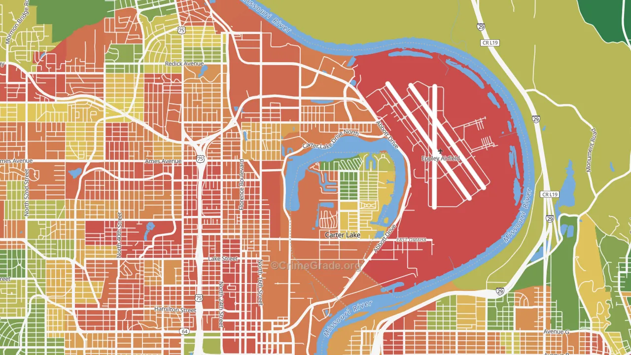 East Omaha, Omaha, NE Map of Vandalism Rates