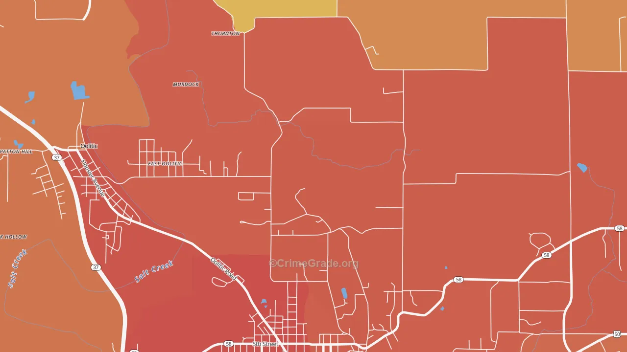 East Oolitic, IN Map of Vandalism Rates