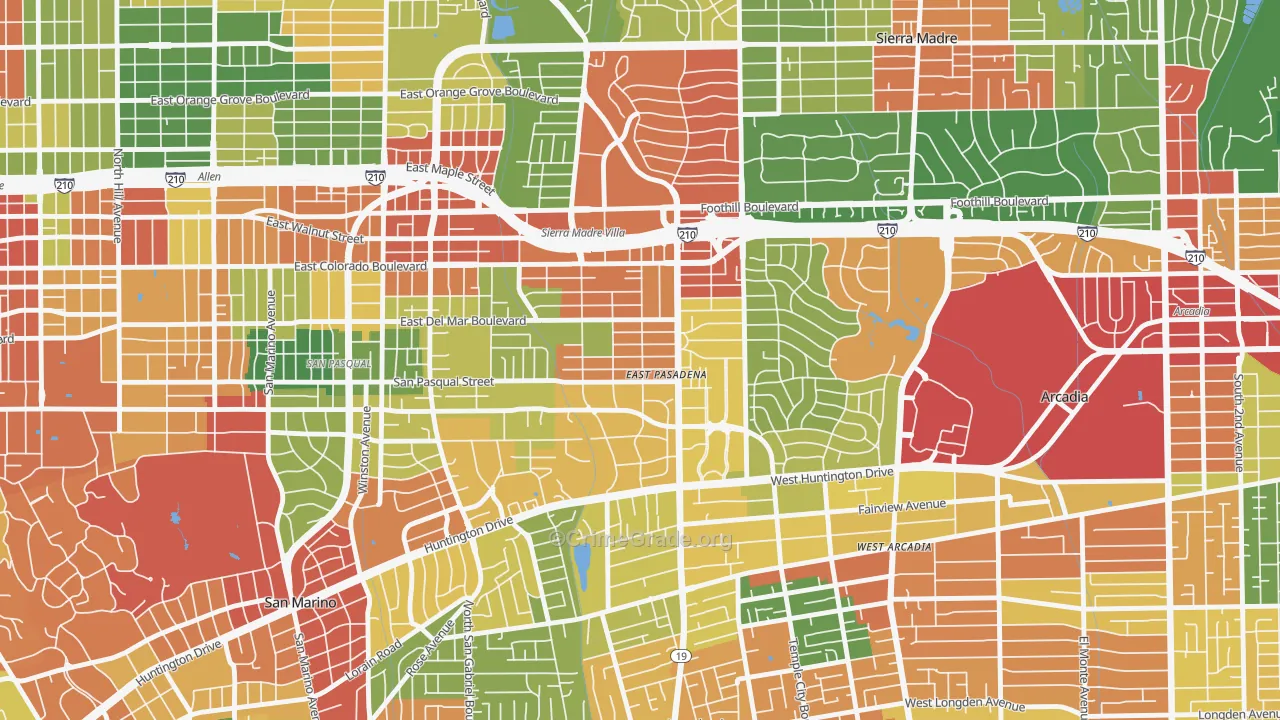 East Pasadena, CA Map of Vandalism Rates