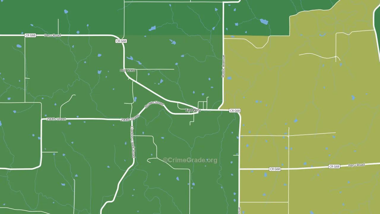 East Peru, IA Map of Vandalism Rates