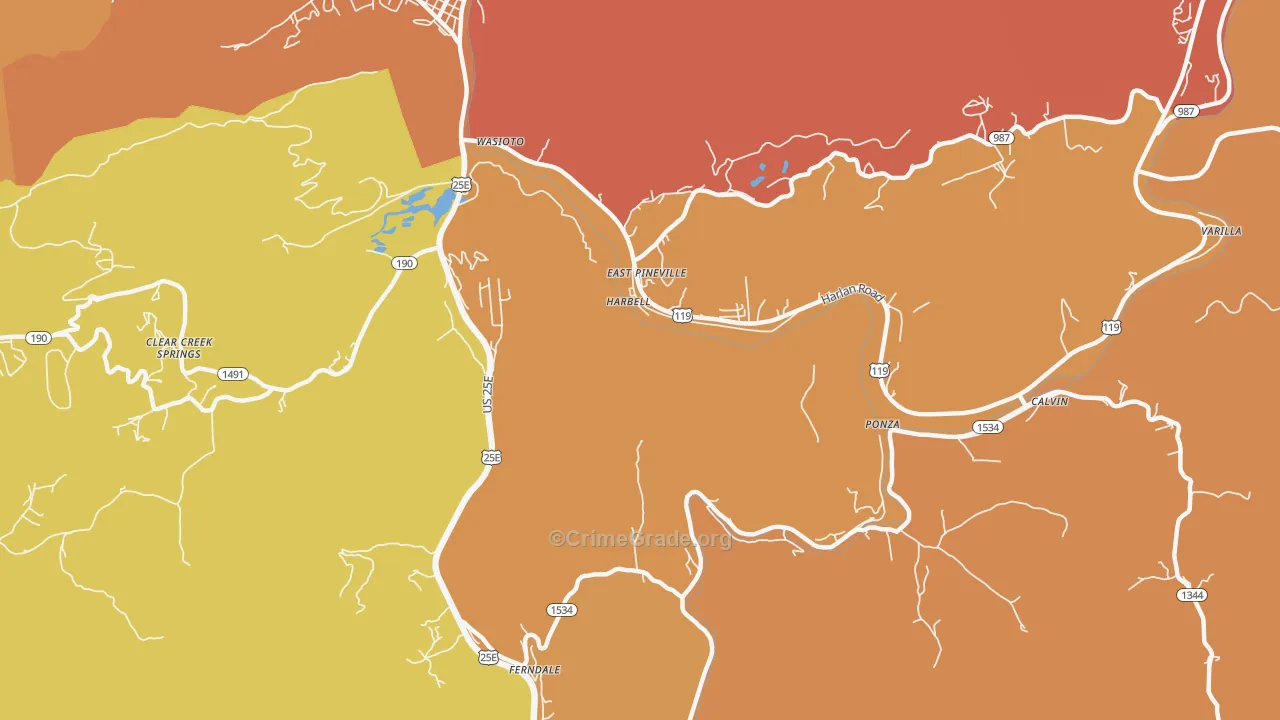 East Pineville, KY Map of Vandalism Rates