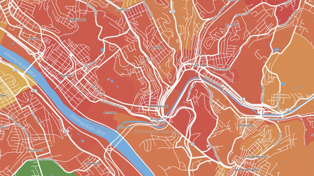 East Pittsburgh, PA Map of Vandalism Rates