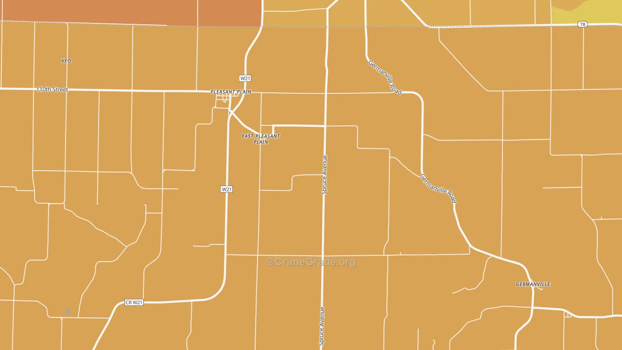East Pleasant Plain, IA Map of Vandalism Rates